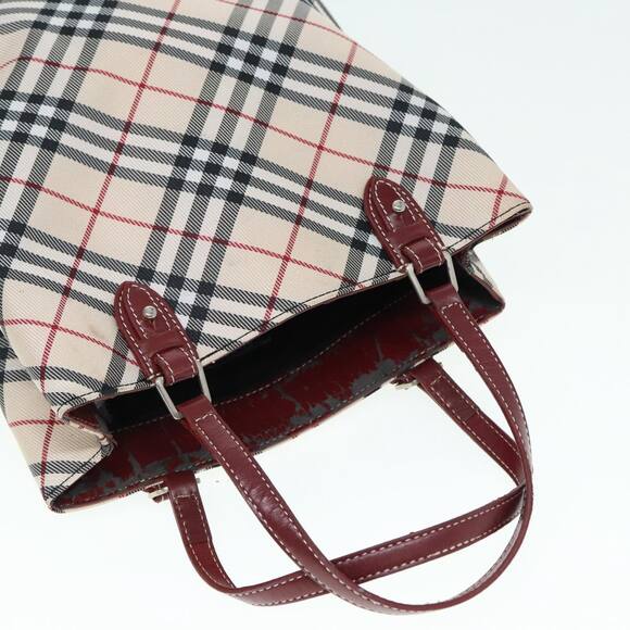 Burberry Nova Check Blue Label Hand Bag Nylon Beige Red - Picture 6 of 16